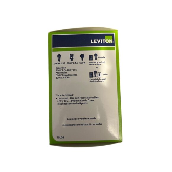 Leviton TSL06 LED/CFL Dimmer Switch Single Pole/3-Way 300W/600W Ivory - Picture 2 of 4